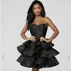 Fashion Nova black cocktail dress.